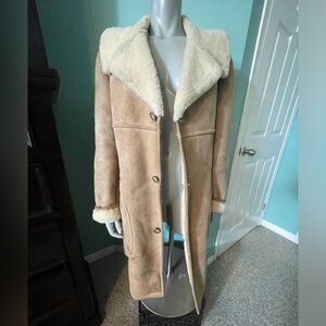 100% Shearling Tan Coat Unisex Vintage
